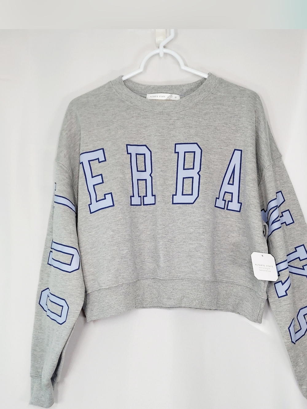 Altar'd State Outerbanks Graphic Oversized Cropped Sweatshirt Women's Size S NWT